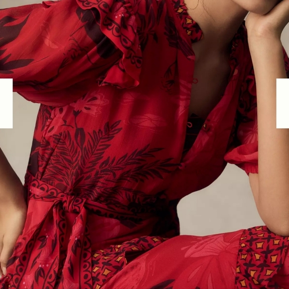 Farm Rio Short Sleeve Printed Ruffled Maxi Dress - Picture 3 of 6